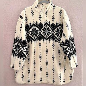 Vintage Eddie Bauer Fleece Quarter/Half Zip Pullover Sweater-Women’s XXL-Cream